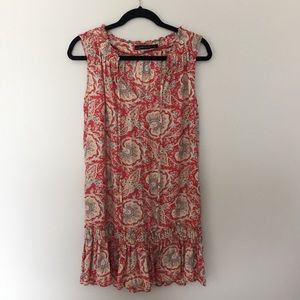 Zara drop waist red paisley dress
